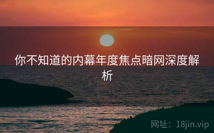 你不知道的内幕年度焦点暗网深度解析  第2张